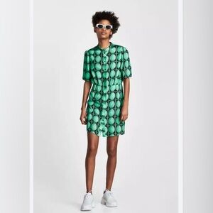 Zara💚💚💚 Green Twiggy Dress - Sz L - NWT